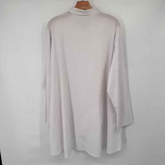 Bryn Walker Oversized Long-Sleeve Shirt tunic White Cotton stretch size XL - Picture 13 of 14